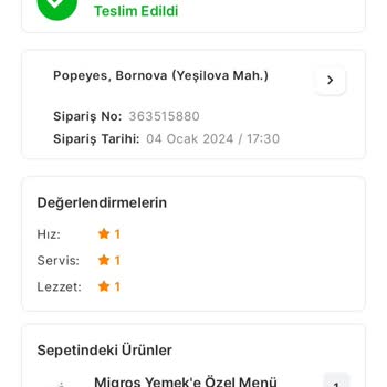 Migros Yemek Ürünü Eksik Ve Bayat Getiriyor