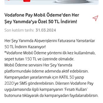 Vodafone Pay Kampanya Taahhüdünü Yerine Getirmemesi