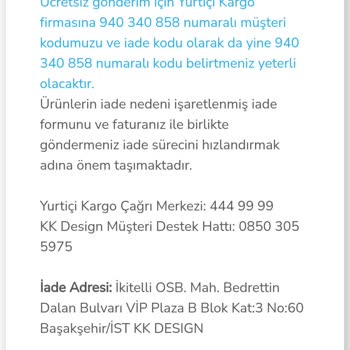 KK Design (kkdesignn.com) İade Kargoda Haksız Ücret Kesintisi