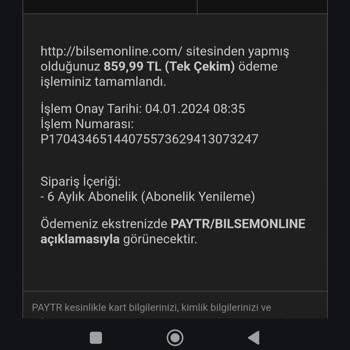 Bilsem Online Bilgi Verilmeden Hesaptan Üyelik Ücreti Kesilmesi