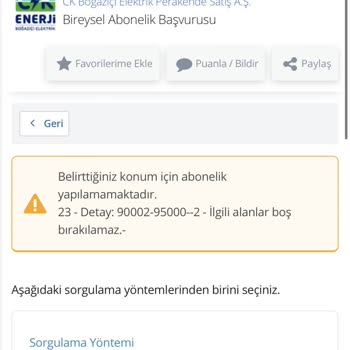 CK Boğaziçi Elektrik Elektrik Abonelik Hatası