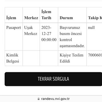 Nüfus ve Vatandaşlık İşleri Pasaport Baskı Öncesi Kontrol Aşamasında Diyor