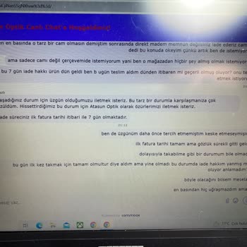 Atasun Optik Ürünlerimin İade Olmasını İstiyorum