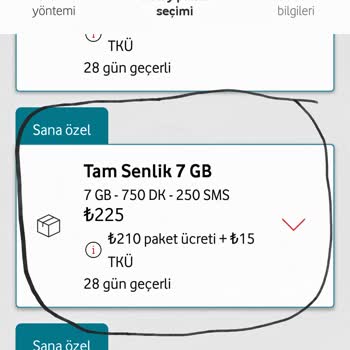 Başka Vodafone Numarasına Paket Yükleyemiyorum