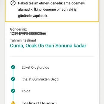 UPS Türkiye Teslim Edilmeyen Kargo