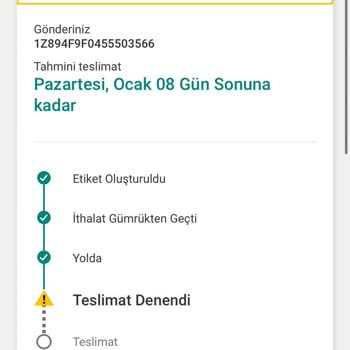 UPS Türkiye Teslim Edilmeyen Kargo