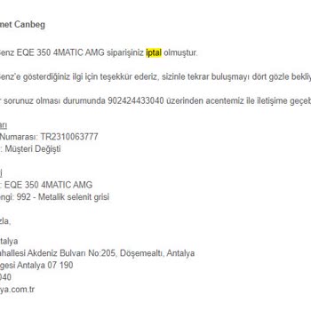 Hastalya Mercedes Benz Kapora İadesi Yapmıyor