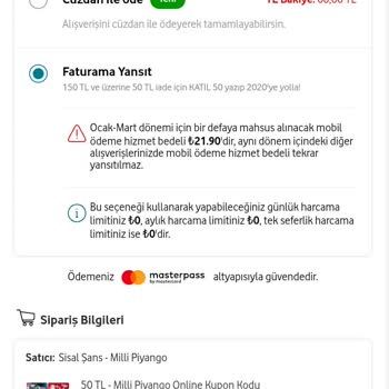 Vodafone Mobil Ödeme Limiti Sorunu!