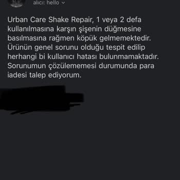 Urban Care Kronik Hata Köpük Gelmiyor