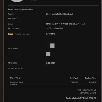 Dyson Teknik Servis Ürünümü 21 İş Günü Dolmasına Rağmen Teslim Etmedi.