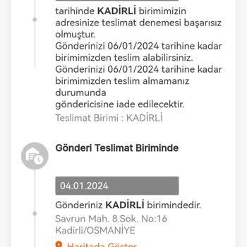 Osmaniye/Kadirli Şubesi MNG Kargo Teslimat Sıkıntısı