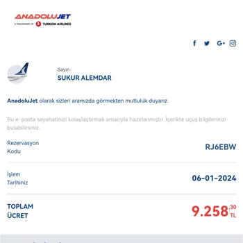 Anadolu Jet Müşteri Hizmetleri Şik.