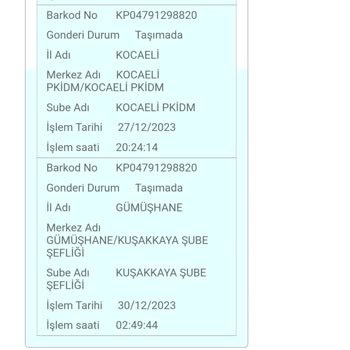 Gümüşhane PTT Kargo Teslim Etmedi