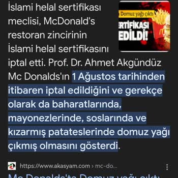 McDonald's Helal Sertifikası İptal Edildi Domuz Yağı Bulundu