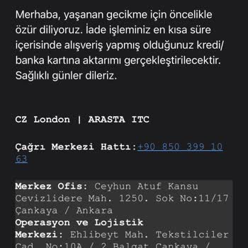 Cz London Markası İademi Yapmıyor