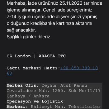 Cz London Markası İademi Yapmıyor