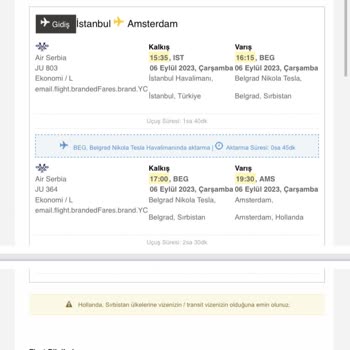 Air Serbia Airserbia Hollanda'daki 1 Günüme Mal Oldu