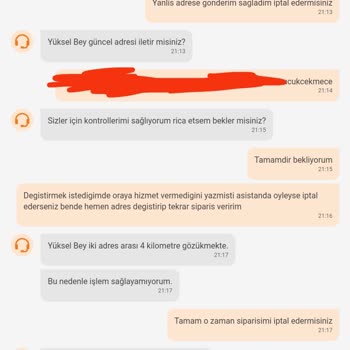 Trendyol Yemek Yanlış Adres Değiştirmeme Ve Sipariş İptal Etmeme