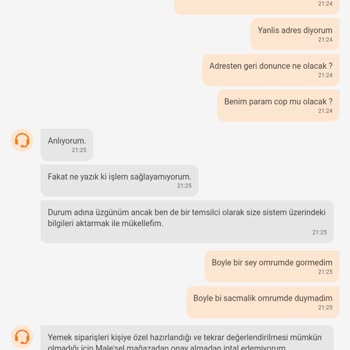 Trendyol Yemek Yanlış Adres Değiştirmeme Ve Sipariş İptal Etmeme