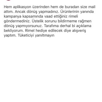 Kiko Milano Eksik Ürün Gönderimi/ İletişim Zaafiyeti
