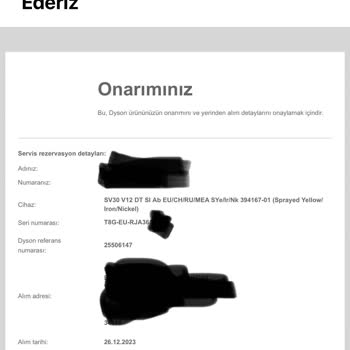 Dyson Parça Temin Mağduriyeti