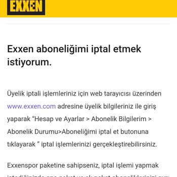 Exxen Üyelik İptali İçin