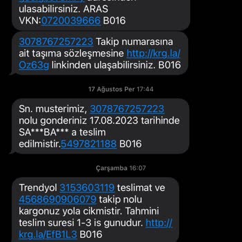 Aras Kargo Mogan Şubesi Kargomu Getirmiyor