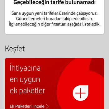 Vodafone Tarife Değişikliği Bulunamadı