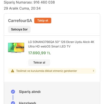 Horoz Lojistik Kargo Firması Televizyonumu Teslim Etmiyor