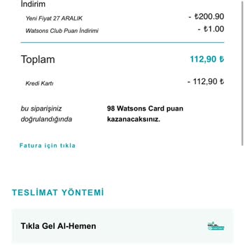 Watsons "tıkla Gel Al" Parayı Alıyorlar Ama Ürün Yok...