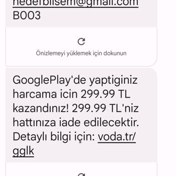 Vodafone Play Store'dan Hesapta Benden Habersiz Para Alındı