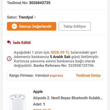 Trendyol Değişim Yerine İade Aldı