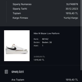 Sneaks Up Uygunsuz Sipariş İptali