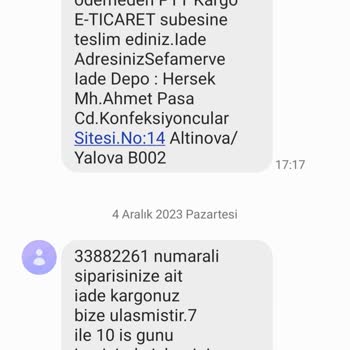 Sefamerve İade Ücretini Göndermiyor
