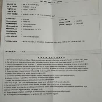 Cepport Xiaomi Navee Scooter Servis Sorumsuzluğu