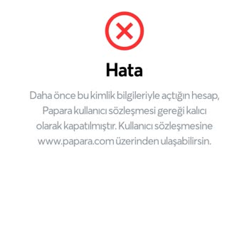 Papara Hesabımda Engel Varsa Kaldırılsın