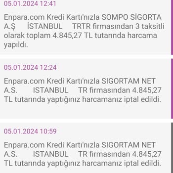 Sigortam.net Müşteri Bilgisi Dışında Yanlış Taksitlendirme.