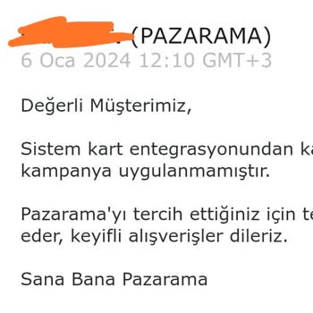 Pazarama Kampanya Şartlarını Yerine Getirmiyor.