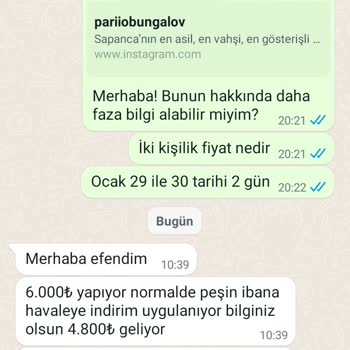 Pariio Bungolov Sapanca Bungalov Rezervasyon Mağduriyeti