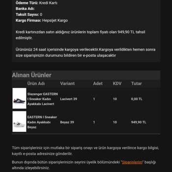 Slazenger Aldığım Ürünler Kargolanmıyor