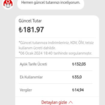 Vodafone Faturaya Yansıyan Ek Paket