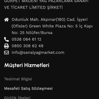 Sanal Yağ Market Sipariş Sorunları Ve İade Problemi