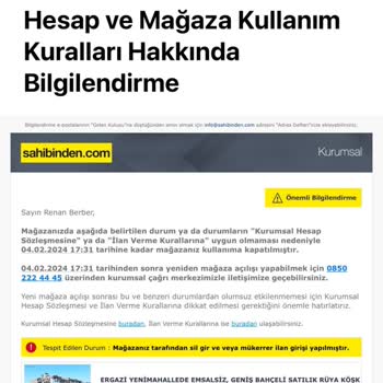 Sahibinden.com Mağazamızı 1 Ay Boyunca Kapattı!