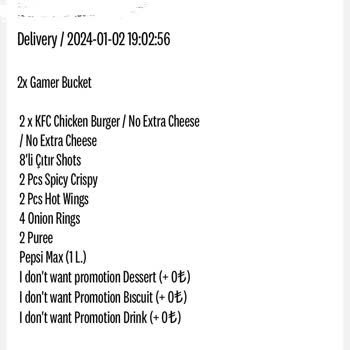 KFC Ücret İadesi Yapılmadı