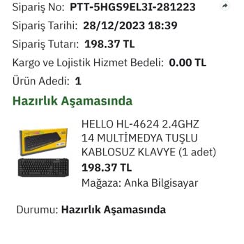 Anka Bilgisayar Ürünümü Göndermiyor Epttavm Muhatap Olmuyor