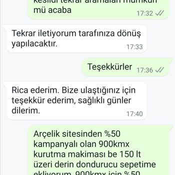 Arçelik Sitesinde İndirim Uygulanmıyor