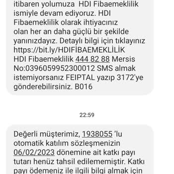 HDI Fibaemeklilik Otomatik Katılım İptal