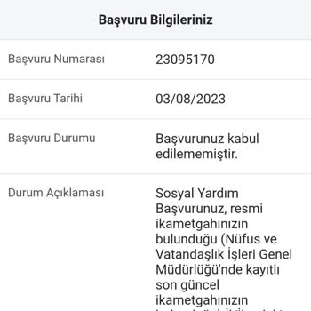 Aile ve Sosyal Hizmetler Bakanlığı Sürekli Sosyal Yardım Başvurumuzun Reddedilmesi