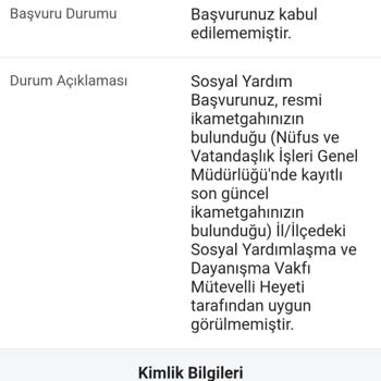 Aile ve Sosyal Hizmetler Bakanlığı Sürekli Sosyal Yardım Başvurumuzun Reddedilmesi