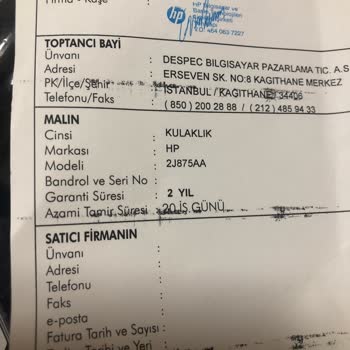 HP 2 Yıl Garantili Diye Sattığı Ürünü 6 Ay Sonra Kabul Etmiyor
